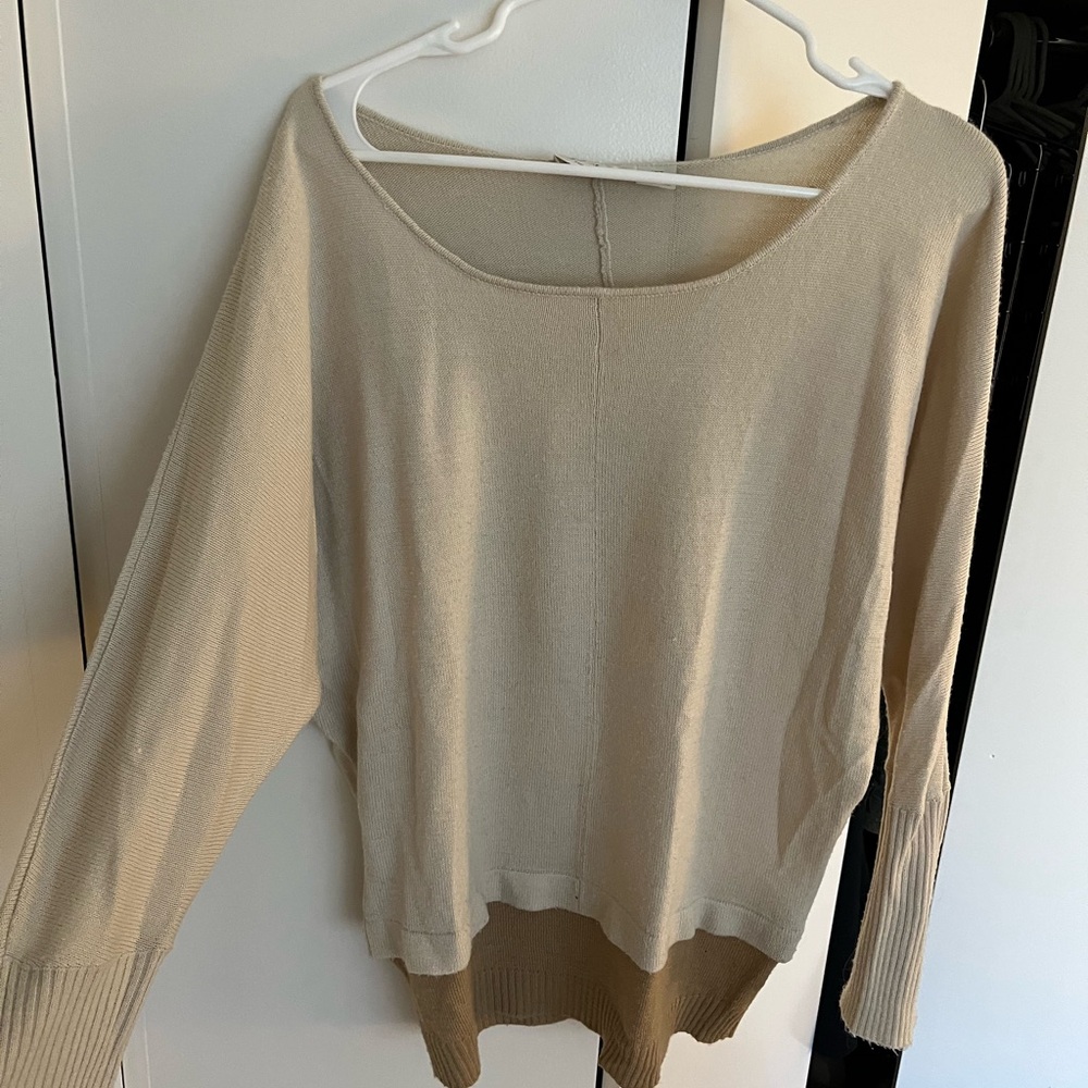 Cream Relaxed Fit Crew Neck Sweater - Picture 3 of 4